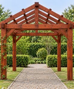 Giàn Hoa Pergola P37 - Khung Mái Hai Dốc Kèo Lộ Không Lợp, Gỗ Thông
