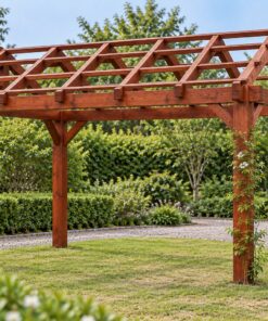 Giàn Hoa Pergola P37 - Khung Mái Hai Dốc Kèo Lộ Không Lợp, Gỗ Thông