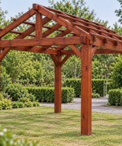 Giàn Hoa Pergola P37 - Khung Mái Hai Dốc Kèo Lộ Không Lợp, Gỗ Thông