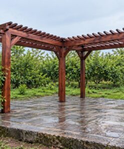 Giàn Hoa Pergola P39 - Mặt Bằng Chữ L Ôm Góc Sân, Gỗ Thông