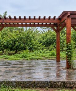Giàn Hoa Pergola P39 - Mặt Bằng Chữ L Ôm Góc Sân, Gỗ Thông