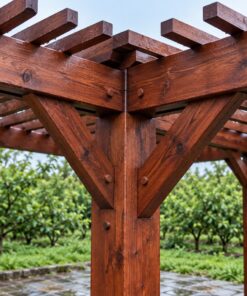 Giàn Hoa Pergola P39 - Mặt Bằng Chữ L Ôm Góc Sân, Gỗ Thông