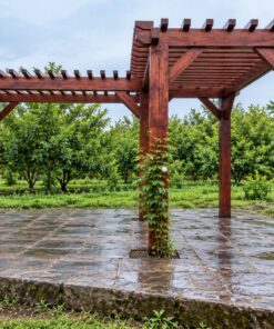 Giàn Hoa Pergola P39 - Mặt Bằng Chữ L Ôm Góc Sân, Gỗ Thông