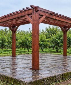 Giàn Hoa Pergola P39 - Mặt Bằng Chữ L Ôm Góc Sân, Gỗ Thông