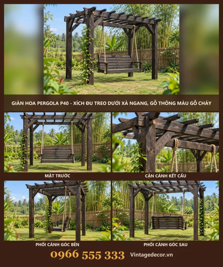 Giàn Hoa Pergola P40 Xích Đu Treo Xà Ngang