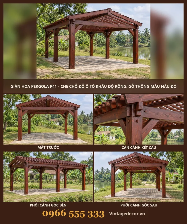 Giàn Hoa Pergola P41 Che Chỗ Đỗ Ô Tô
