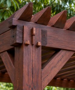 Giàn Hoa Pergola P46 - Mái Lam Nghiêng Cố Định Che Nắng, Gỗ Thông Màu Nâu Cánh Gián