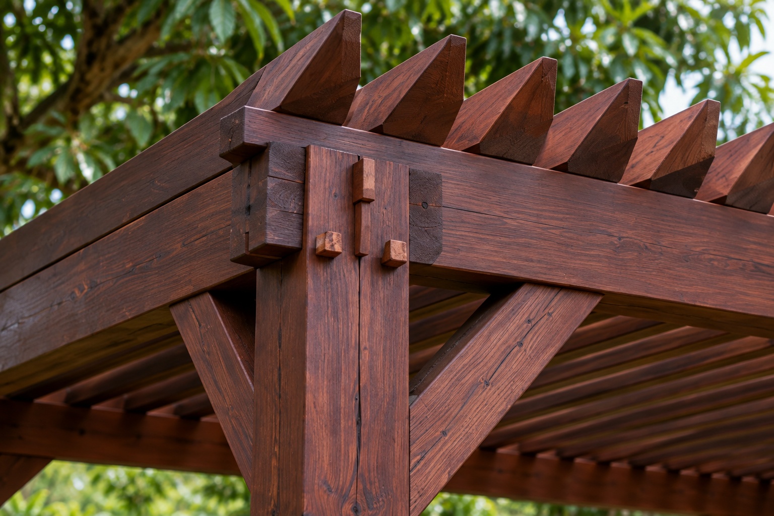 Giàn Hoa Pergola P46 - Mái Lam Nghiêng Cố Định Che Nắng, Gỗ Thông Màu Nâu Cánh Gián Giàn Hoa Pergola P46 - Mái Lam Nghiêng Cố Định Che Nắng, Gỗ Thông Màu Nâu Cánh Gián