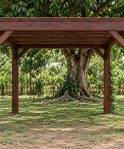 Giàn Hoa Pergola P46 - Mái Lam Nghiêng Cố Định Che Nắng, Gỗ Thông Màu Nâu Cánh Gián