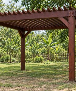 Giàn Hoa Pergola P46 - Mái Lam Nghiêng Cố Định Che Nắng, Gỗ Thông Màu Nâu Cánh Gián