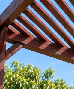 Giàn Hoa Pergola P50 - Mái Nan Đặt Chéo Góc, Gỗ Thông Màu Nâu Cánh Gián