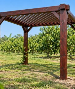 Giàn Hoa Pergola P50 - Mái Nan Đặt Chéo Góc, Gỗ Thông Màu Nâu Cánh Gián