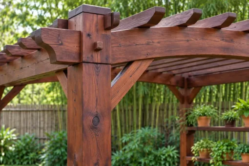 Giàn Hoa Pergola P62 - Một Mặt Kệ Chậu Cây Nhiều Tầng, Gỗ Thông Màu Nâu Đỏ Giàn Hoa Pergola P62 - Một Mặt Kệ Chậu Cây Nhiều Tầng, Gỗ Thông Màu Nâu Đỏ