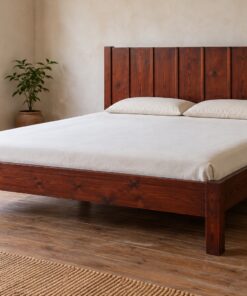 Giường Gỗ Thông GN15 - Đầu Giường Ván Đứng Nẹp Gờ Che Mạch, Gỗ Thông