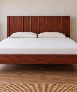 Giường Gỗ Thông GN15 - Đầu Giường Ván Đứng Nẹp Gờ Che Mạch, Gỗ Thông