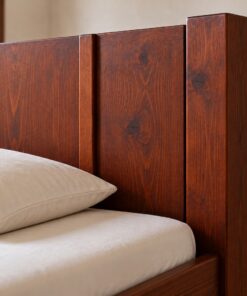 Giường Gỗ Thông GN15 - Đầu Giường Ván Đứng Nẹp Gờ Che Mạch, Gỗ Thông