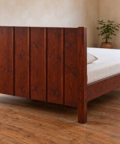 Giường Gỗ Thông GN15 - Đầu Giường Ván Đứng Nẹp Gờ Che Mạch, Gỗ Thông