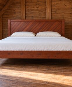 Giường Gỗ Thông GN16 - Đầu Giường Ván Ghép Chéo Một Chiều, Gỗ Thông
