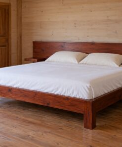 Giường Gỗ Thông GN17 - Đầu Giường Bản Rộng Liền Kệ Đầu Giường Hai Bên, Gỗ Thông
