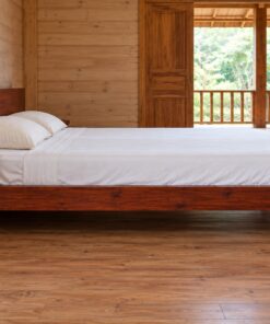 Giường Gỗ Thông GN17 - Đầu Giường Bản Rộng Liền Kệ Đầu Giường Hai Bên, Gỗ Thông