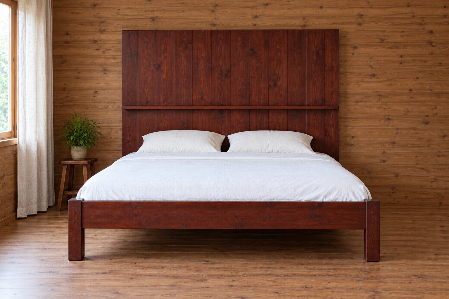 Giường Gỗ Thông GN18 - Đầu Giường Cao Có Gờ Kệ Ngang, Gỗ Thông Giường Gỗ Thông GN18 - Đầu Giường Cao Có Gờ Kệ Ngang, Gỗ Thông