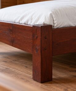 Giường Gỗ Thông GN18 - Đầu Giường Cao Có Gờ Kệ Ngang, Gỗ Thông