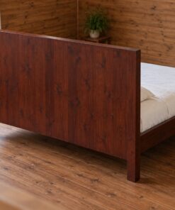 Giường Gỗ Thông GN18 - Đầu Giường Cao Có Gờ Kệ Ngang, Gỗ Thông