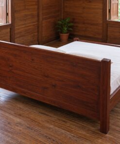 Giường Gỗ Thông GN19 - Đầu Giường Ván Ghép Ô Cờ So Le, Gỗ Thông