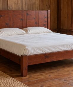Giường Gỗ Thông GN20 - Đầu Giường Ván Dọc Nhịp Rộng Hẹp Xen Kẽ, Gỗ Thông
