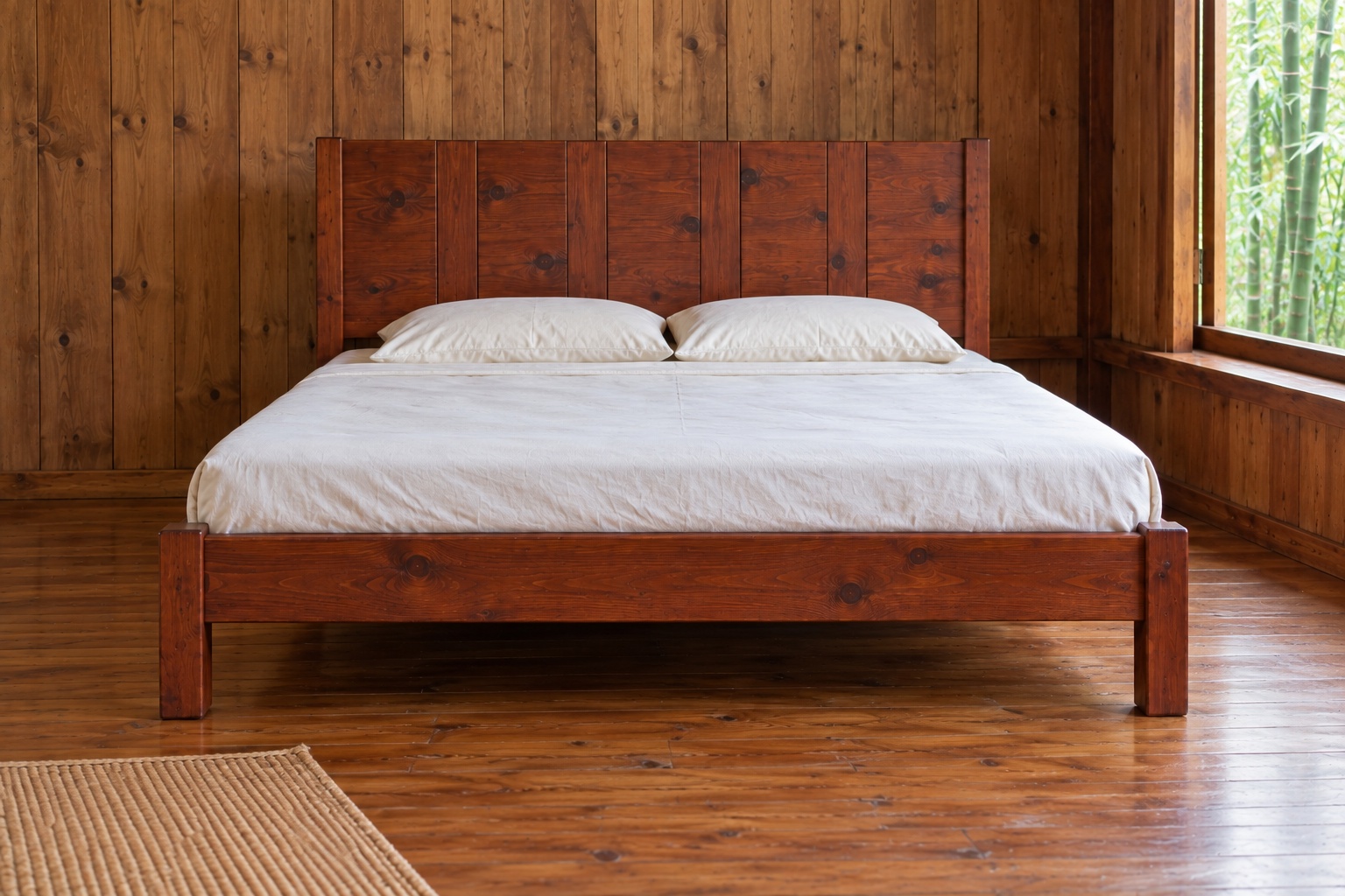 Giường Gỗ Thông GN20 - Đầu Giường Ván Dọc Nhịp Rộng Hẹp Xen Kẽ, Gỗ Thông Giường Gỗ Thông GN20 - Đầu Giường Ván Dọc Nhịp Rộng Hẹp Xen Kẽ, Gỗ Thông