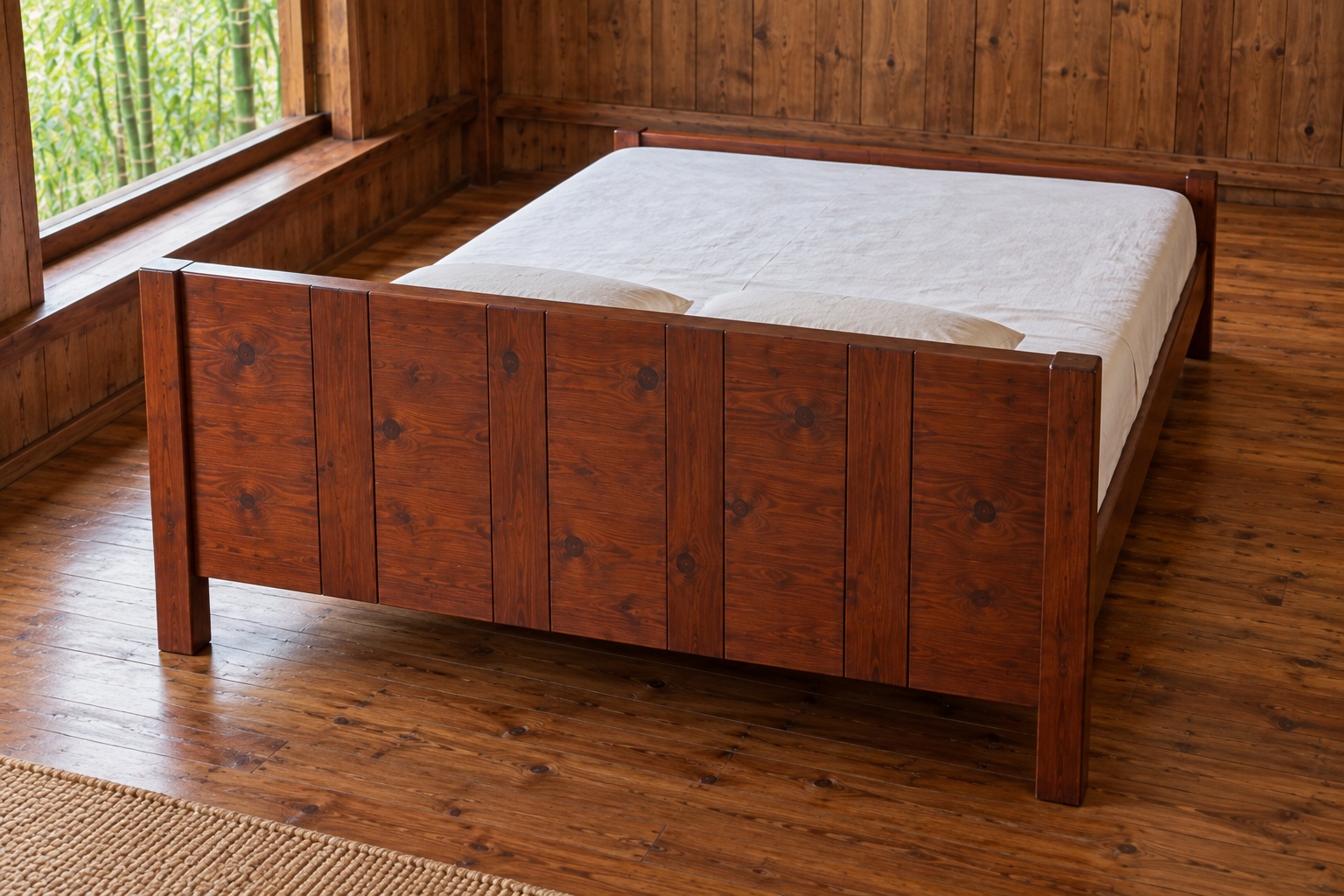 Giường Gỗ Thông GN20 - Đầu Giường Ván Dọc Nhịp Rộng Hẹp Xen Kẽ, Gỗ Thông Giường Gỗ Thông GN20 - Đầu Giường Ván Dọc Nhịp Rộng Hẹp Xen Kẽ, Gỗ Thông