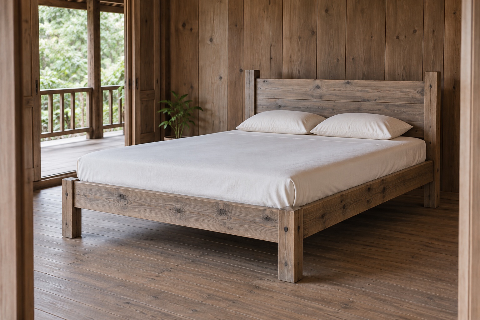 Giường Gỗ Thông GN24 - Đầu Giường Hai Trụ Vuông Ván Ngang Giữa, Gỗ Thông Màu Vintage Giường Gỗ Thông GN24 - Đầu Giường Hai Trụ Vuông Ván Ngang Giữa, Gỗ Thông Màu Vintage
