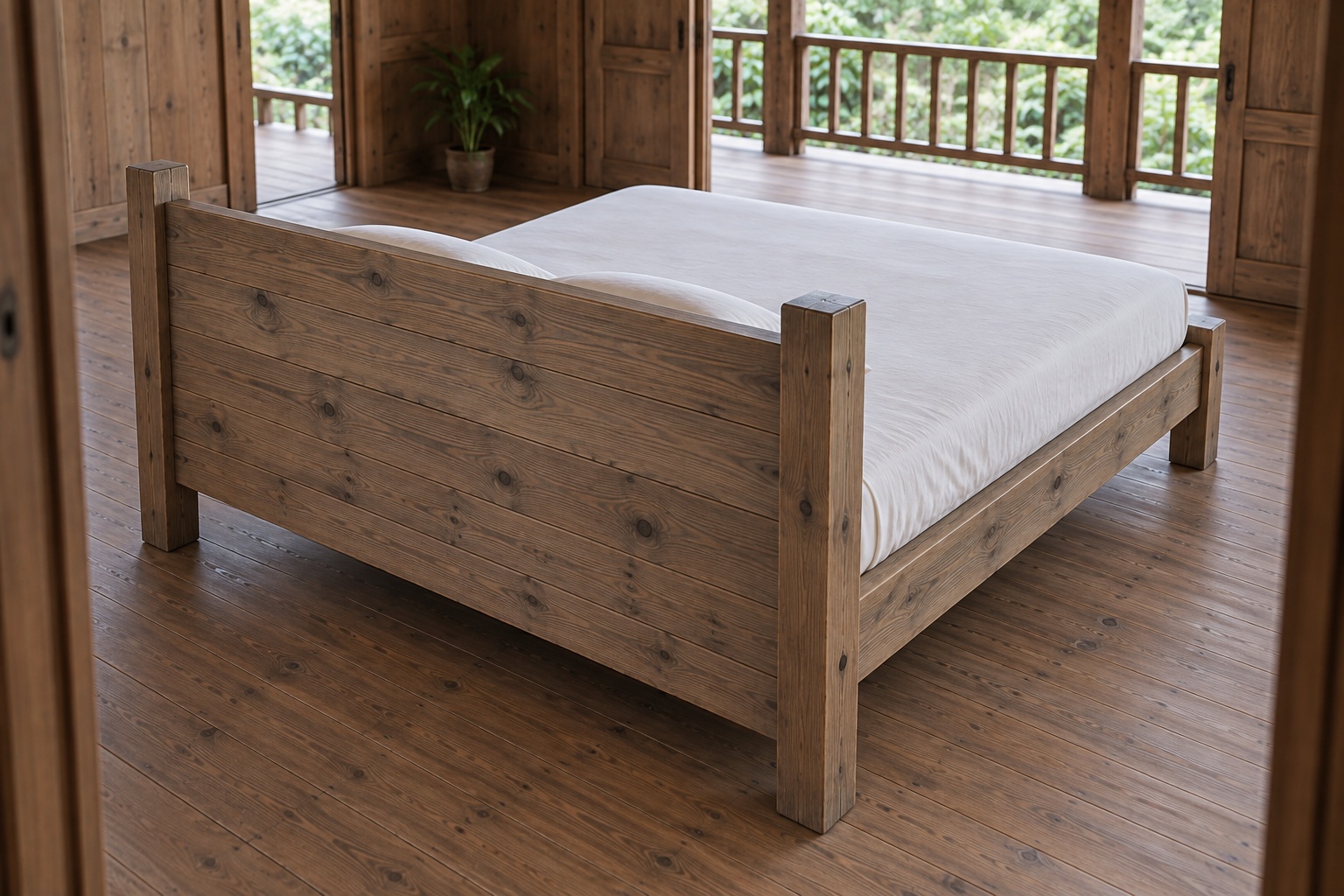 Giường Gỗ Thông GN24 - Đầu Giường Hai Trụ Vuông Ván Ngang Giữa, Gỗ Thông Màu Vintage Giường Gỗ Thông GN24 - Đầu Giường Hai Trụ Vuông Ván Ngang Giữa, Gỗ Thông Màu Vintage