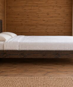 Giường Gỗ Thông GN25 - Đầu Giường Ván Dọc Giữa Hai Bên Ván Ngang, Gỗ Thông Màu Gỗ Cháy