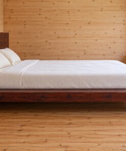 Giường Gỗ Thông GN27 - Bục Gỗ Thấp Viền Quanh Nệm, Gỗ Thông Màu Nâu Cánh Gián