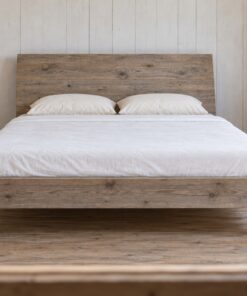 Giường Gỗ Thông GN28 - Đầu Giường Nghiêng Ra Sau Tựa Lưng, Gỗ Thông Màu Vintage