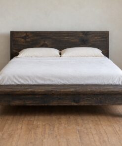 Giường Gỗ Thông GN29 - Đuôi Giường Liền Ghế Băng, Gỗ Thông Màu Gỗ Cháy