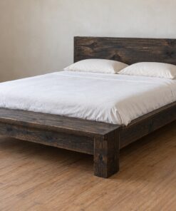 Giường Gỗ Thông GN29 - Đuôi Giường Liền Ghế Băng, Gỗ Thông Màu Gỗ Cháy