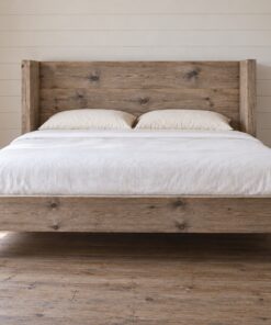 Giường Gỗ Thông GN32 - Đầu Giường Có Hai Cánh Chắn Gập Về Trước, Gỗ Thông Màu Vintage