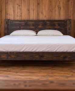 Giường Gỗ Thông GN33 - Mộng Lộ Chốt Gỗ Bốn Góc Chân Bản To, Gỗ Thông Màu Gỗ Cháy