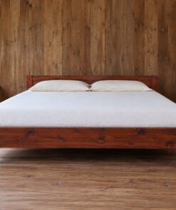 Giường Gỗ Thông GN34 - Đầu Giường Thấp Ngang Mặt Nệm, Gỗ Thông Màu Nâu Đỏ