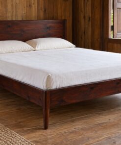 Giường Gỗ Thông GN35 - Chân Vát Côn Thon Xuống, Gỗ Thông Màu Nâu Cánh Gián