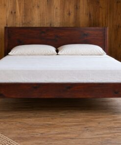 Giường Gỗ Thông GN35 - Chân Vát Côn Thon Xuống, Gỗ Thông Màu Nâu Cánh Gián