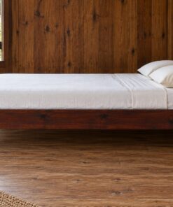 Giường Gỗ Thông GN35 - Chân Vát Côn Thon Xuống, Gỗ Thông Màu Nâu Cánh Gián