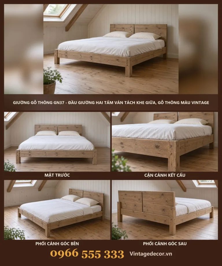 Giường Gỗ Thông GN37