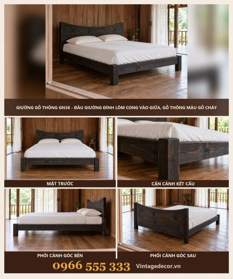 Giường Gỗ Thông GN38