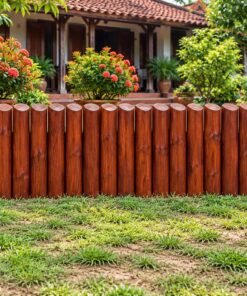Hàng Rào Gỗ Sân Vườn HR11 - Cọc Tròn Đóng Sát Đầu Vát Chéo, Gỗ Thông