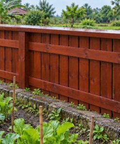 Hàng Rào Gỗ Sân Vườn HR14 - Nẹp Mũ Rộng Nhô Ra Như Mái, Gỗ Thông