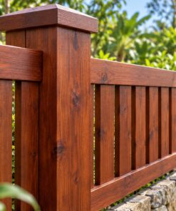 Hàng Rào Gỗ Sân Vườn HR15 - Nan Gỗ Trên Tường Đá Thấp, Gỗ Thông