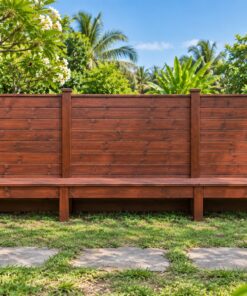 Hàng Rào Gỗ Sân Vườn HR20 - Liền Ghế Băng Chạy Dọc Chân Rào, Gỗ Thông